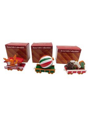 Avon Collection Christmas Train Ornament Set Santa Express Cookie Car Caboose